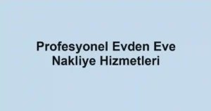 Profesyonel Evden Eve Nakliye Hizmetleri
