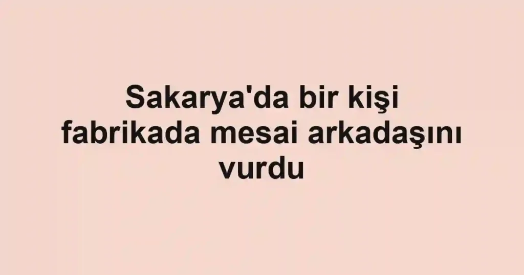 Sakarya'da bir kişi fabrikada mesai arkadaşını vurdu