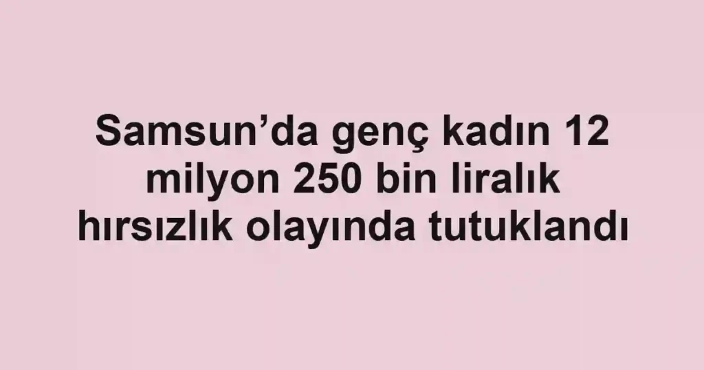 Samsun’da genç kadın 12 milyon 250 bin liralık hırsızlık olayında tutuklandı