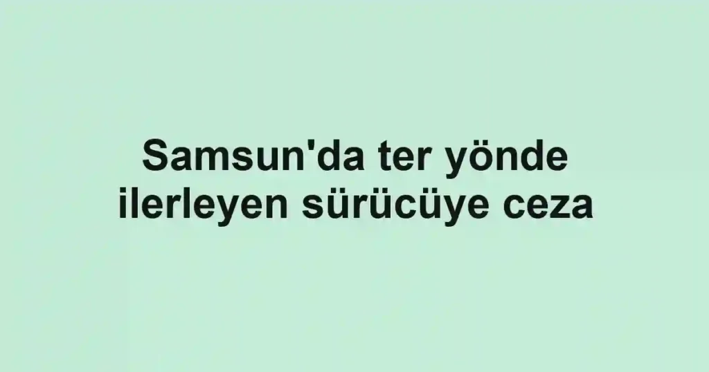 Samsun'da ter yönde ilerleyen sürücüye ceza
