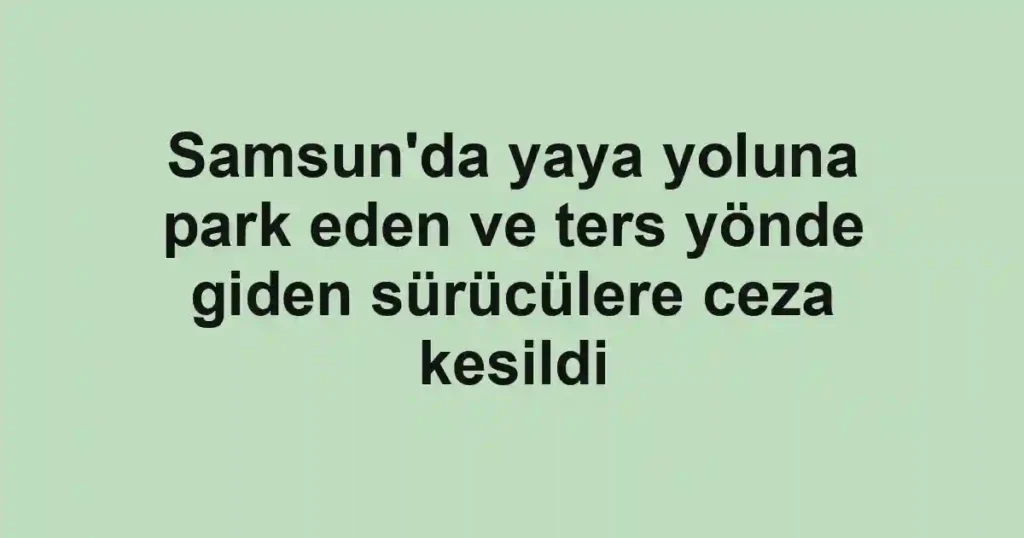 Samsun'da yaya yoluna park eden ve ters yönde giden sürücülere ceza kesildi