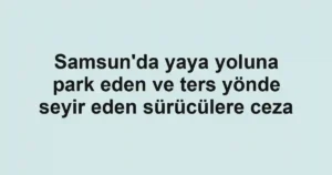 Samsun'da yaya yoluna park eden ve ters yönde seyir eden sürücülere ceza