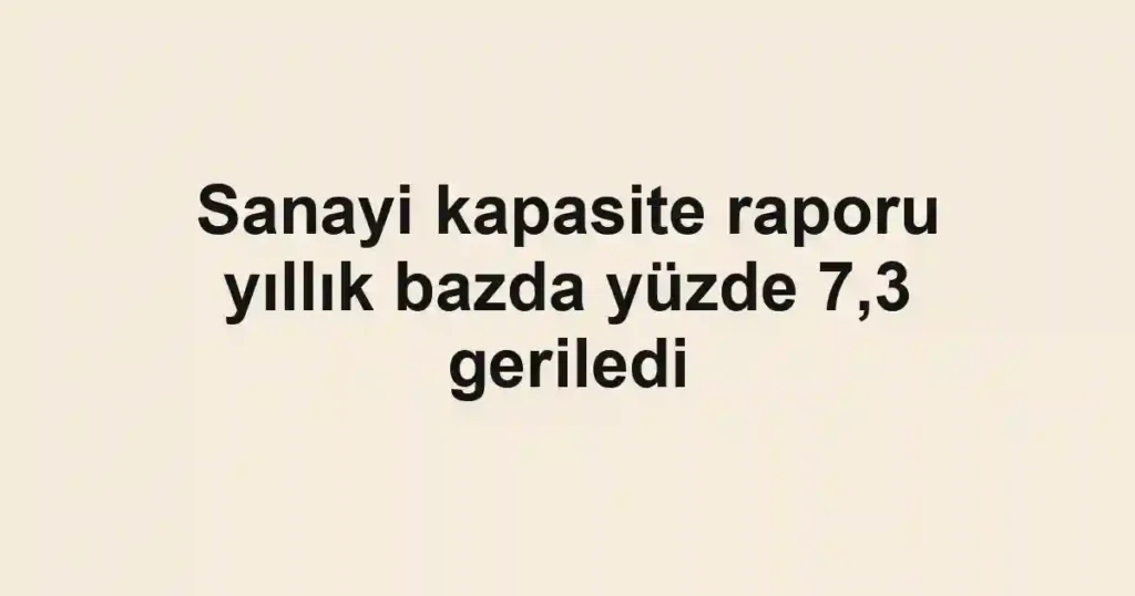 Sanayi kapasite raporu yıllık bazda yüzde 7,3 geriledi