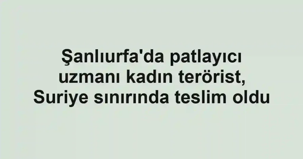 Şanlıurfa'da patlayıcı uzmanı kadın terörist, Suriye sınırında teslim oldu