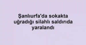 Şanlıurfa'da sokakta uğradığı silahlı saldırıda yaralandı