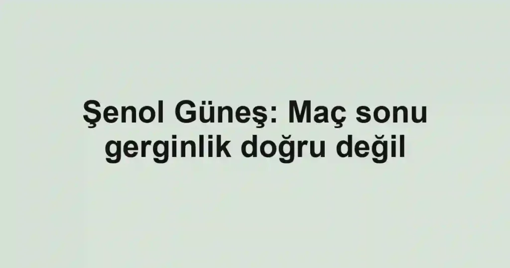 Şenol Güneş: Maç sonu gerginlik doğru değil