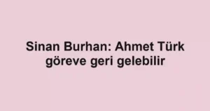 Sinan Burhan: Ahmet Türk göreve geri gelebilir