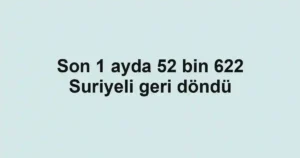 Son 1 ayda 52 bin 622 Suriyeli geri döndü
