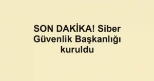 SON DAKİKA! Siber Güvenlik Başkanlığı kuruldu