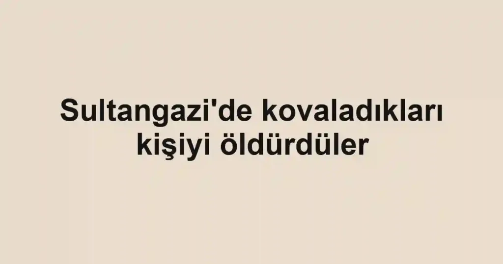 Sultangazi'de kovaladıkları kişiyi öldürdüler