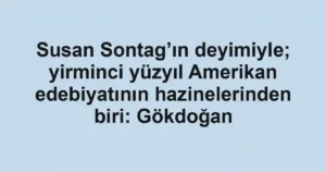 Susan Sontag’ın deyimiyle; yirminci yüzyıl Amerikan edebiyatının hazinelerinden biri: Gökdoğan