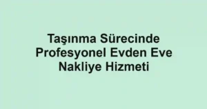 Taşınma Sürecinde Profesyonel Evden Eve Nakliye Hizmeti