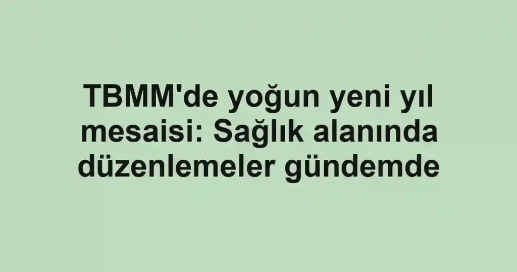 TBMM'de yoğun yeni yıl mesaisi: Sağlık alanında düzenlemeler gündemde