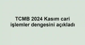 TCMB 2024 Kasım cari işlemler dengesini açıkladı