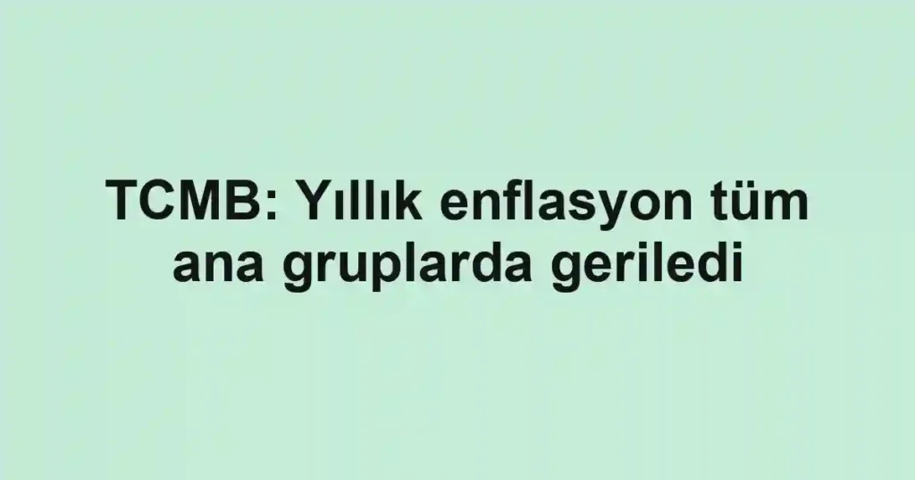 TCMB: Yıllık enflasyon tüm ana gruplarda geriledi