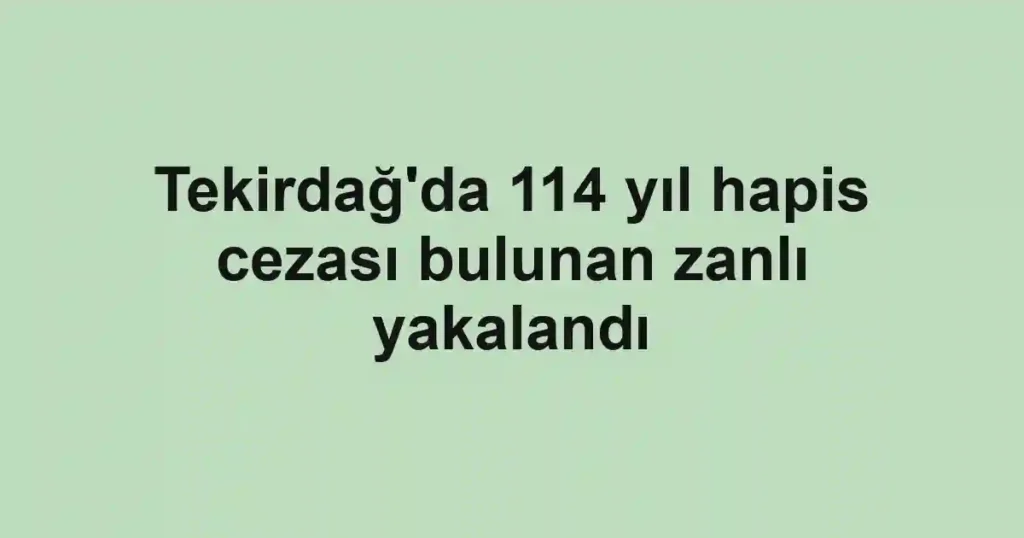 Tekirdağ'da 114 yıl hapis cezası bulunan zanlı yakalandı