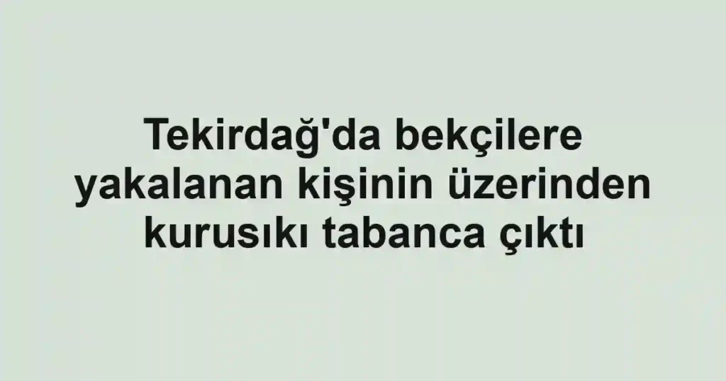 Tekirdağ'da bekçilere yakalanan kişinin üzerinden kurusıkı tabanca çıktı
