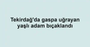 Tekirdağ'da gaspa uğrayan yaşlı adam bıçaklandı