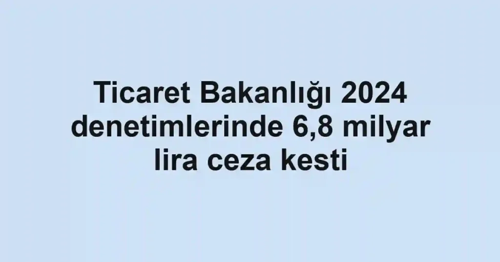 Ticaret Bakanlığı 2024 denetimlerinde 6,8 milyar lira ceza kesti