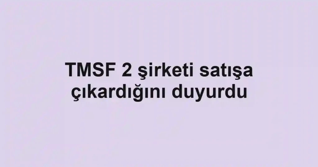 TMSF 2 şirketi satışa çıkardığını duyurdu
