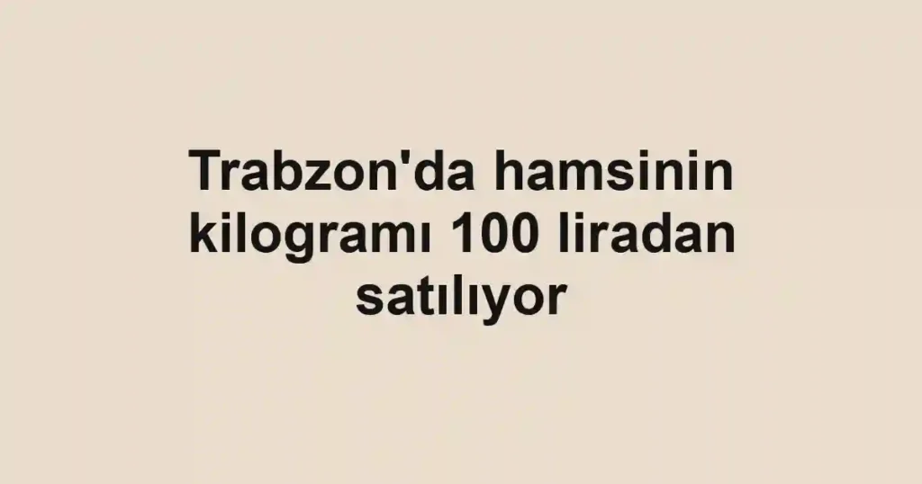 Trabzon'da hamsinin kilogramı 100 liradan satılıyor