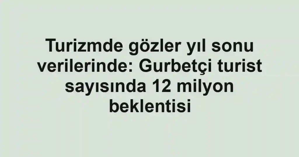 Turizmde gözler yıl sonu verilerinde: Gurbetçi turist sayısında 12 milyon beklentisi