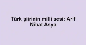 Türk şiirinin milli sesi: Arif Nihat Asya