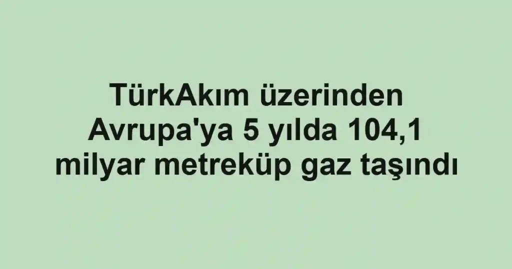 TürkAkım üzerinden Avrupa'ya 5 yılda 104,1 milyar metreküp gaz taşındı