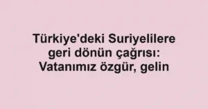 Türkiye'deki Suriyelilere geri dönün çağrısı: Vatanımız özgür, gelin