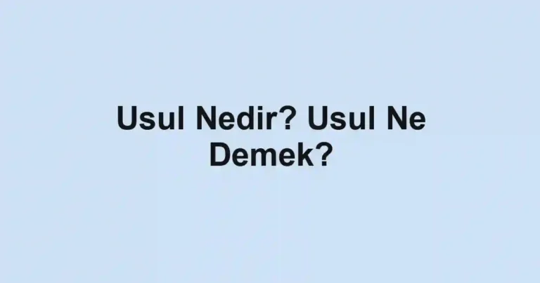 Usul Nedir? Usul Ne Demek?