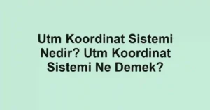 Utm Koordinat Sistemi Nedir? Utm Koordinat Sistemi Ne Demek?