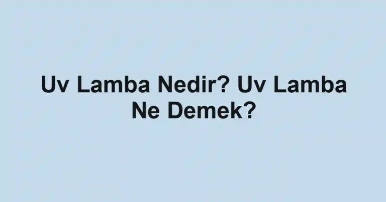 Uv Lamba Nedir? Uv Lamba Ne Demek?