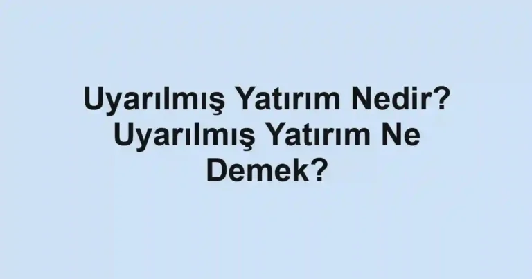 Uyarılmış Yatırım Nedir? Uyarılmış Yatırım Ne Demek?
