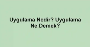 Uygulama Nedir? Uygulama Ne Demek?