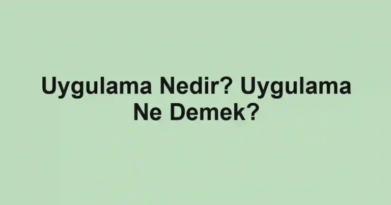 Uygulama Nedir? Uygulama Ne Demek?