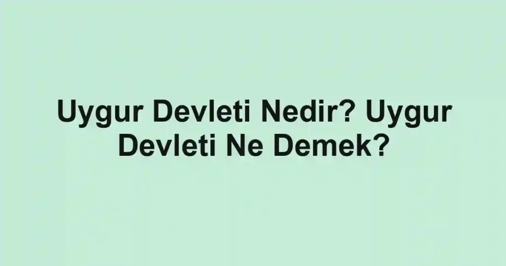 Uygur Devleti Nedir? Uygur Devleti Ne Demek?