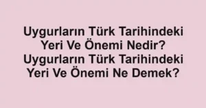 Uygurların Türk Tarihindeki Yeri Ve Önemi Nedir? Uygurların Türk Tarihindeki Yeri Ve Önemi Ne Demek?
