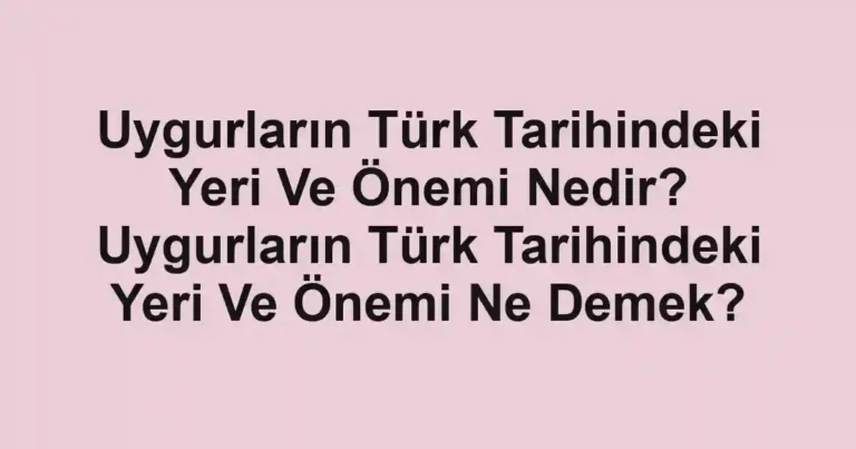 Uygurların Türk Tarihindeki Yeri Ve Önemi Nedir? Uygurların Türk Tarihindeki Yeri Ve Önemi Ne Demek?
