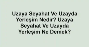 Uzaya Seyahat Ve Uzayda Yerleşim Nedir? Uzaya Seyahat Ve Uzayda Yerleşim Ne Demek?