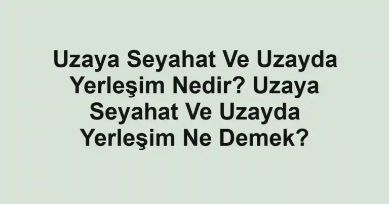 Uzaya Seyahat Ve Uzayda Yerleşim Nedir? Uzaya Seyahat Ve Uzayda Yerleşim Ne Demek?