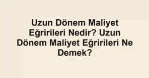 Uzun Dönem Maliyet Eğririleri Nedir? Uzun Dönem Maliyet Eğririleri Ne Demek?