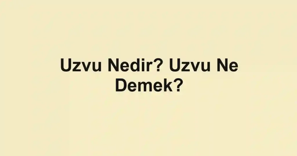 Uzvu Nedir? Uzvu Ne Demek?