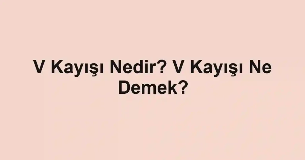 V Kayışı Nedir? V Kayışı Ne Demek?