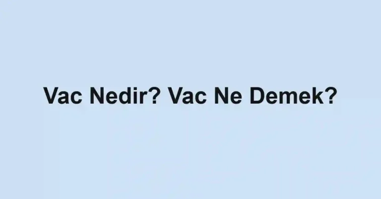 Vac Nedir? Vac Ne Demek?