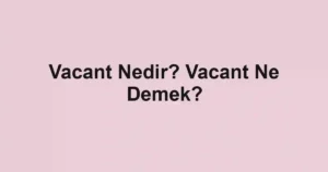 Vacant Nedir? Vacant Ne Demek?