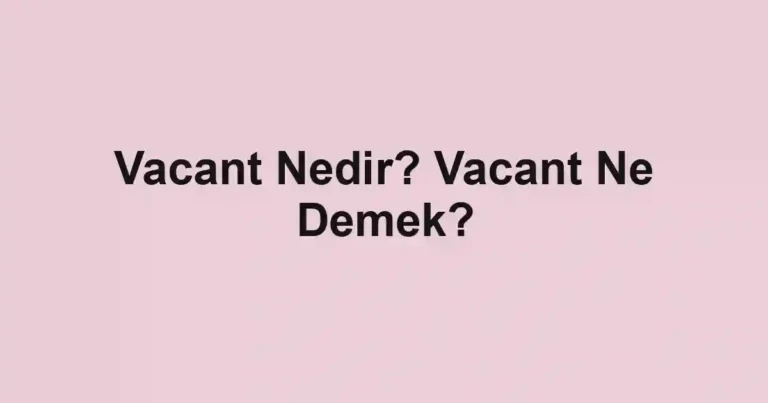 Vacant Nedir? Vacant Ne Demek?