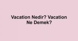 Vacation Nedir? Vacation Ne Demek?