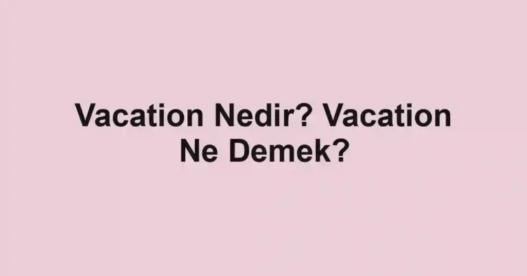 Vacation Nedir? Vacation Ne Demek?