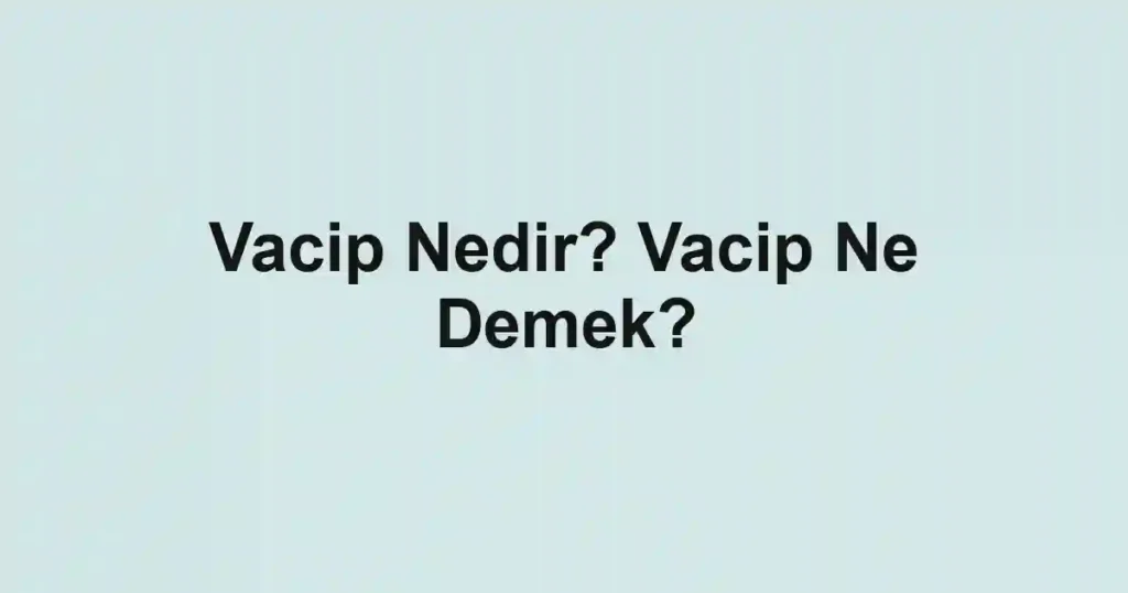 Vacip Nedir? Vacip Ne Demek?