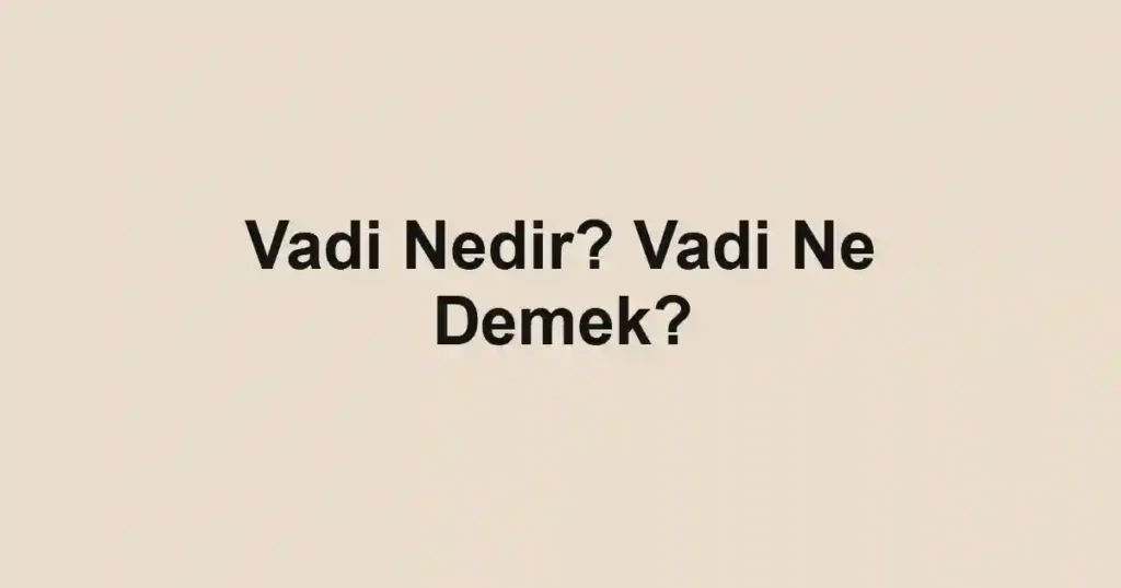 Vadi Nedir? Vadi Ne Demek?